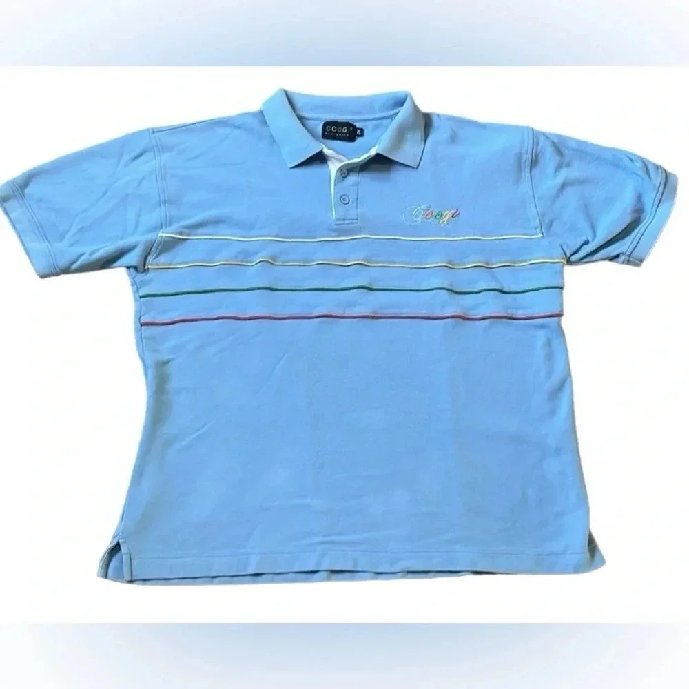 Coogi Vintage polo shirt Blue Short sleeved stripes Men’s 2X